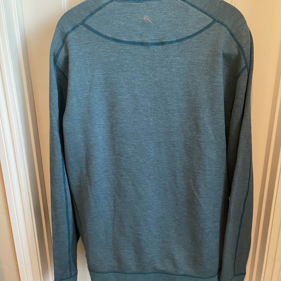 Tommy Bahama Flipshore Half-Zip Reversible Sweatshirt Teal/Grey Color Combo, XL - Picture 7 of 12